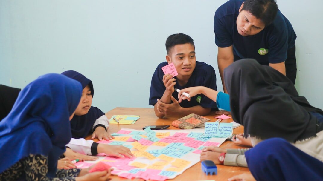 group of friends discussing ideas