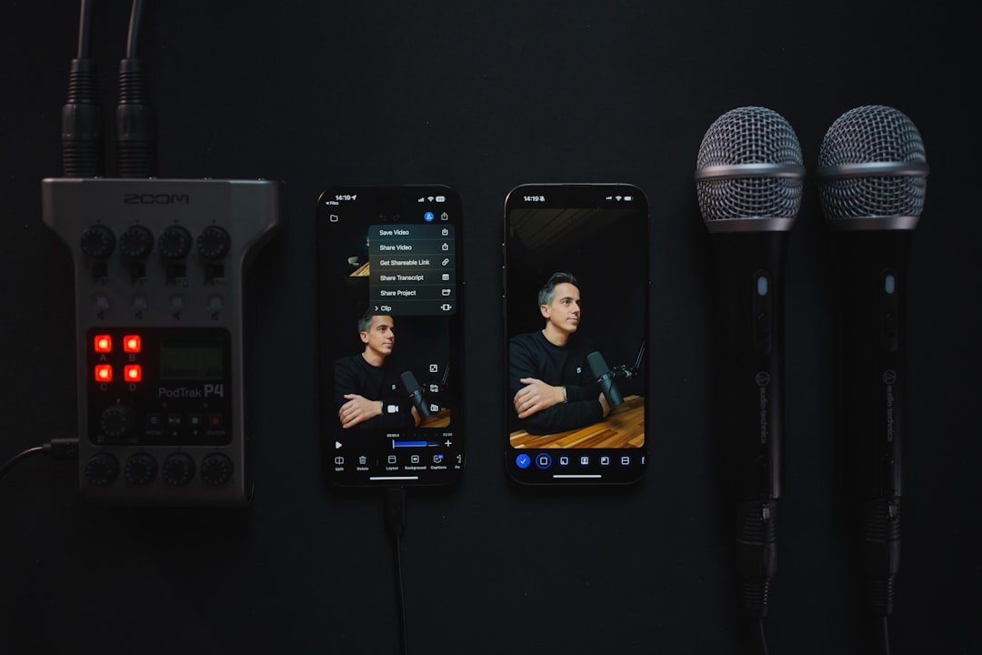 podcaster recording in professional studio