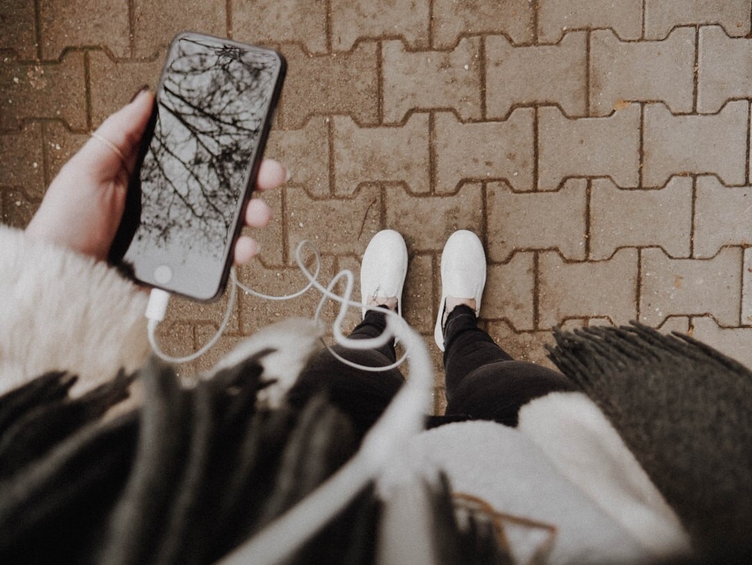 person listening to podcast