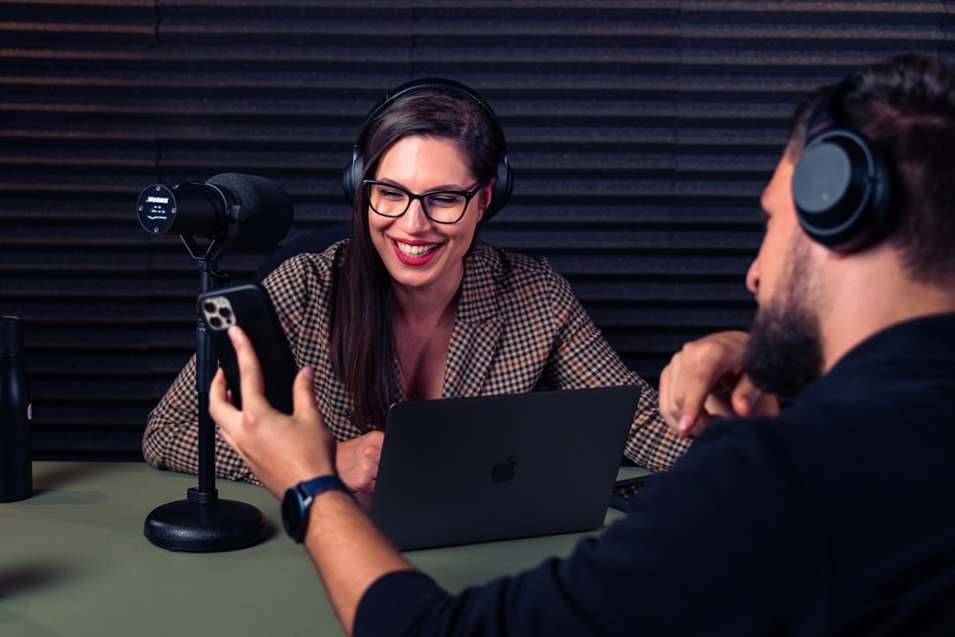 podcaster recording in studio